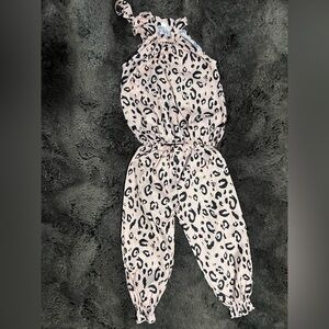 Stylish Nude Leopard Print Top & Pants Set Size 6-7